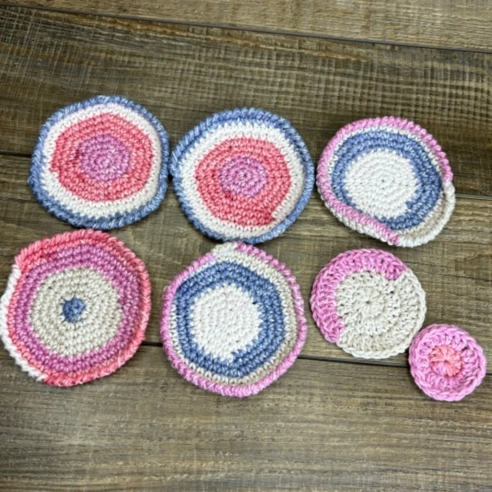 5 Coasters and 2 Round Scrubbies Set‎ Handcrafted Crochet by Seller Cotton